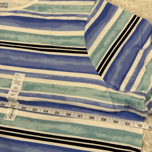 Croft and Barrow womens The Classic Tee coastal stripes 4X 100% cotton short sl - Picture 9 of 11